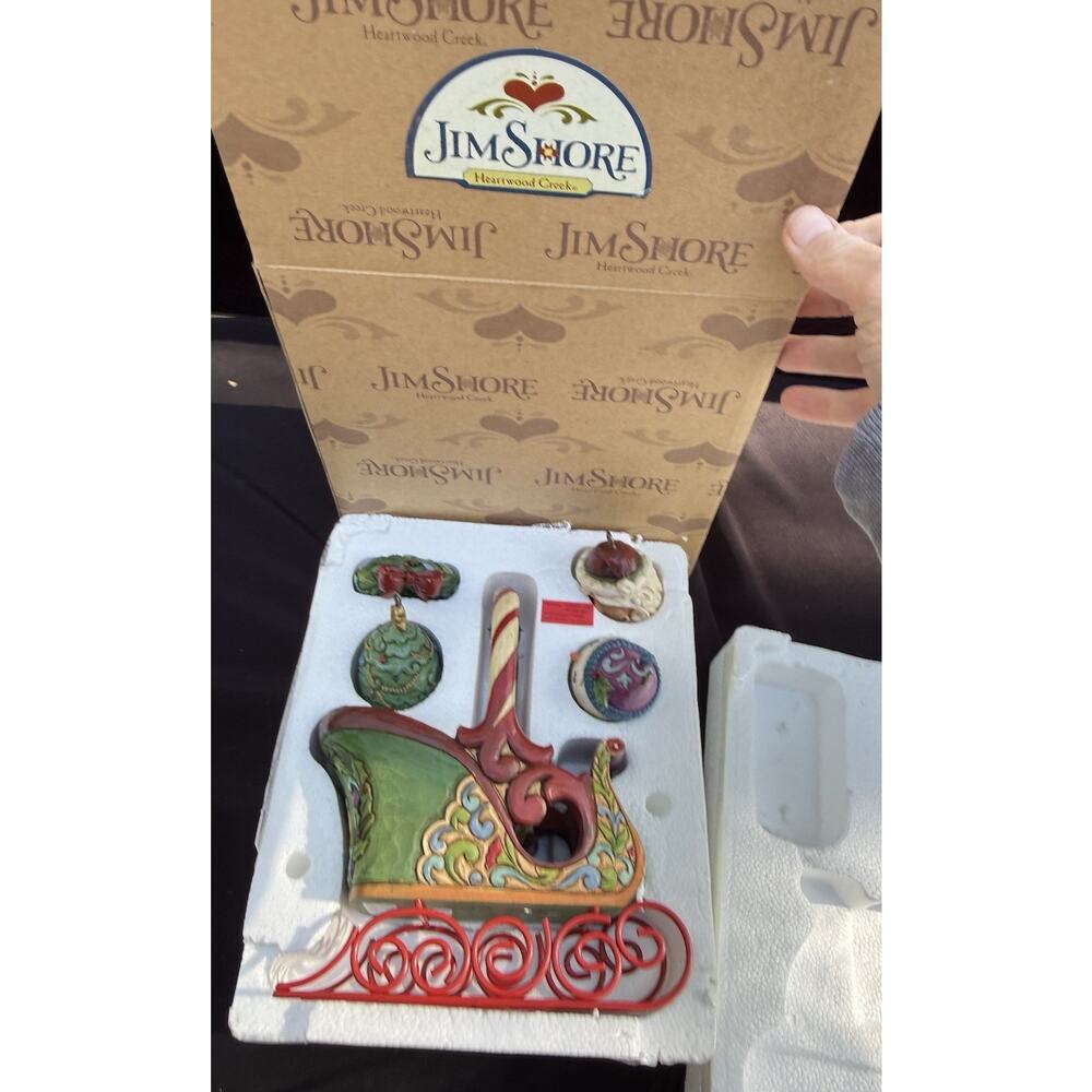 Jim Shore Sleigh Bells Ring -Sleigh and 6 ornaments (4009195) Mint In Box!